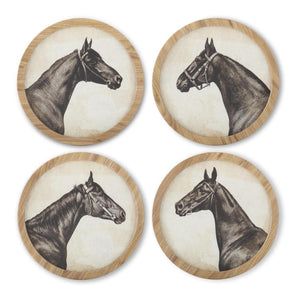 15.75 Inch Round Natural Framed Horse Head Prints  4 Style Options