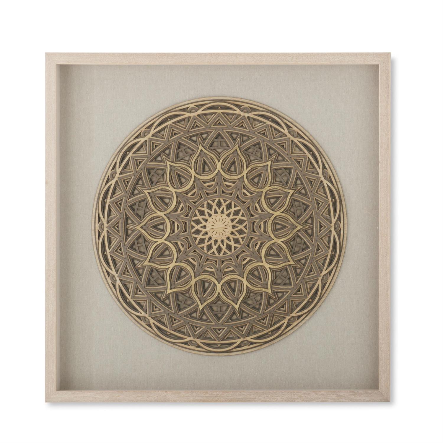 31.5 Inch Shadowbox Framed Laser Cut Wood Medallion Wall Art***Pick Up Only