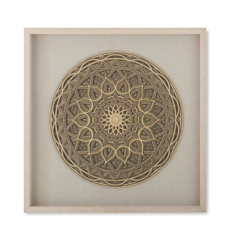 31.5 Inch Shadowbox Framed Laser Cut Wood Medallion Wall Art***Pick Up Only