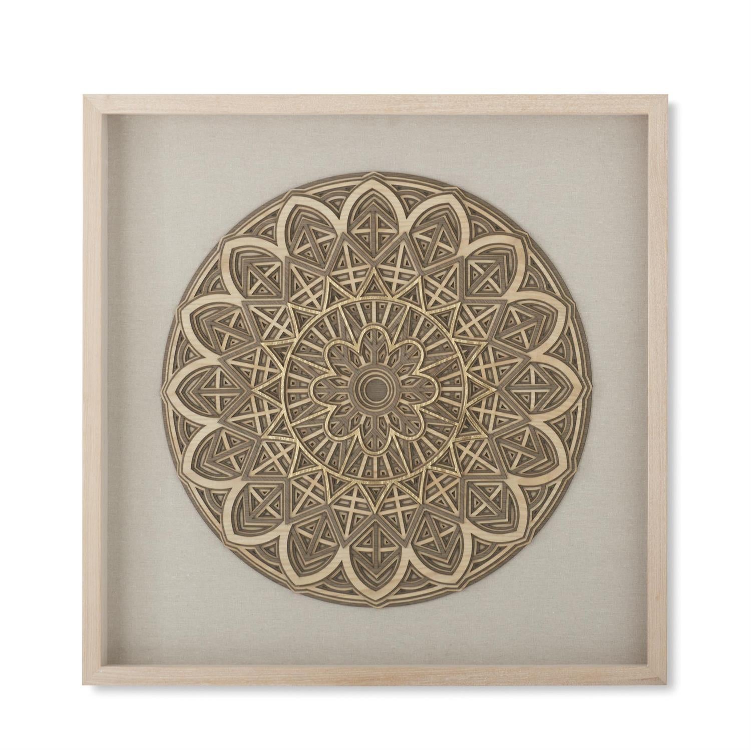 31.5 Inch Shadowbox Framed Laser Cut Wood Medallion Wall Art***Pick Up Only