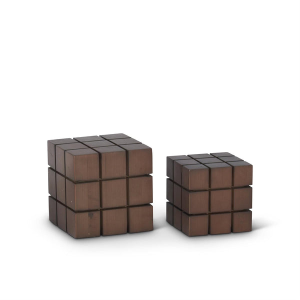 Set of 2 Dark Brown Wood Blocks