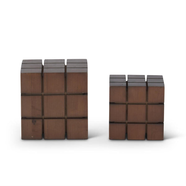 Set of 2 Dark Brown Wood Blocks