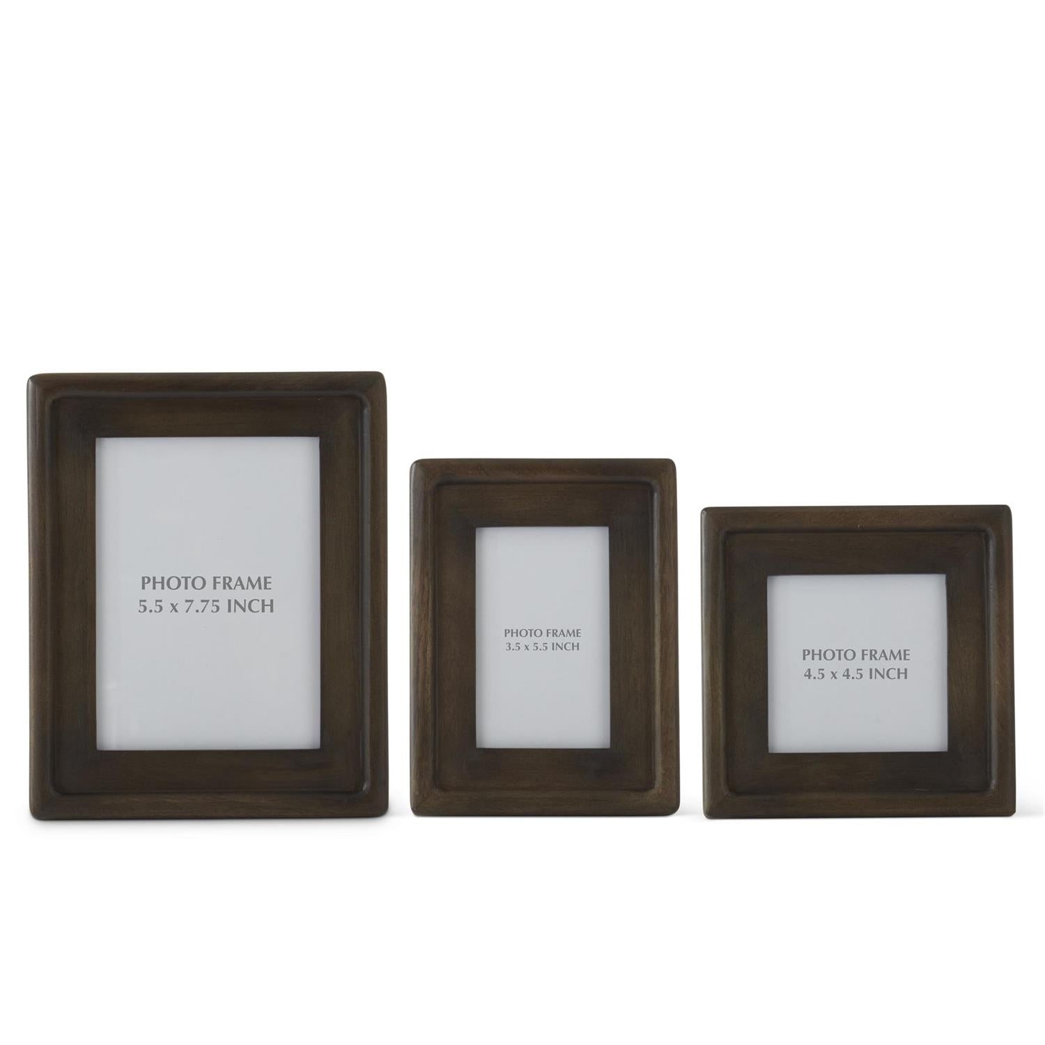 Set of 3 Walnut Finish Wood Photo Frames