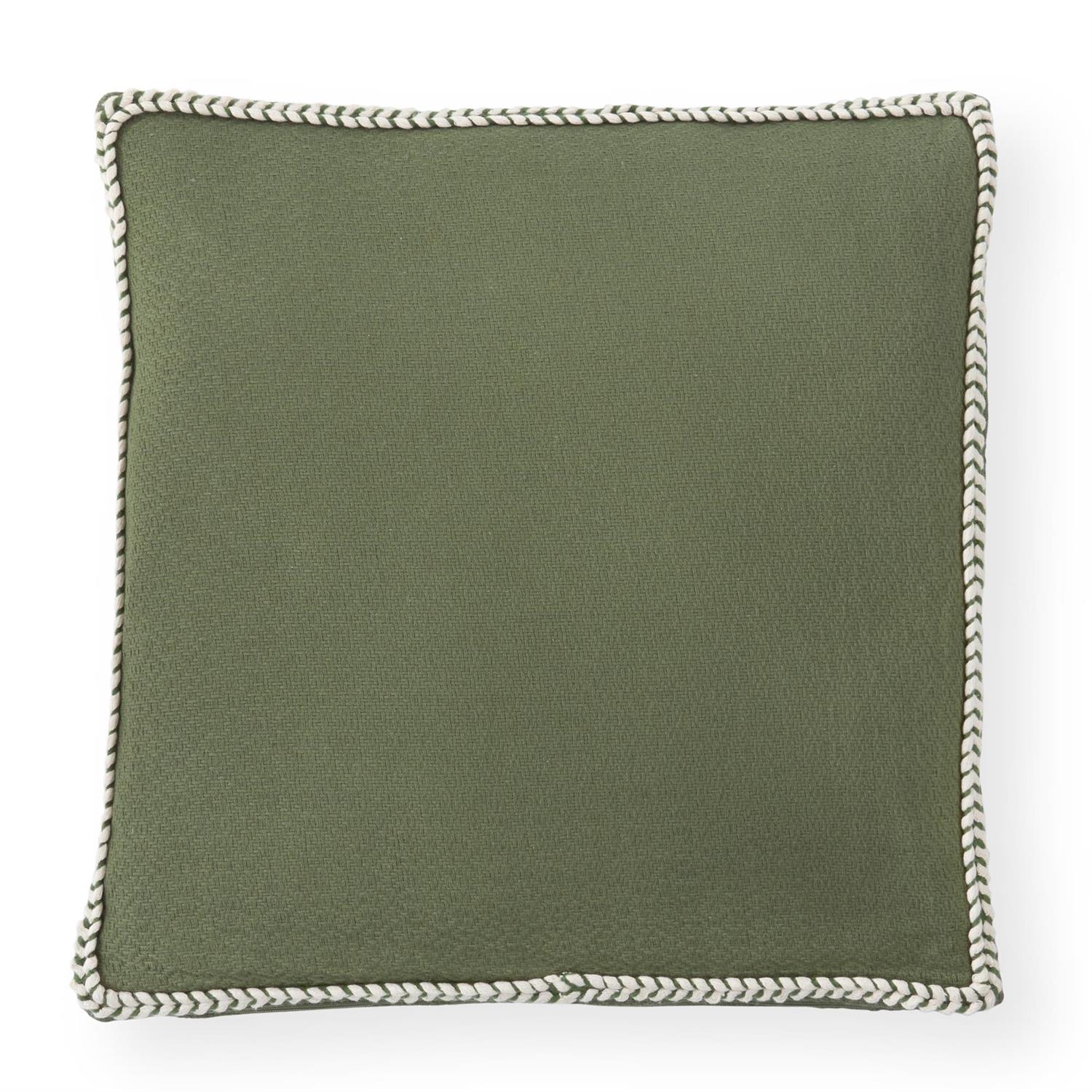 18 Inch Green Woven Cotton Square Pillow