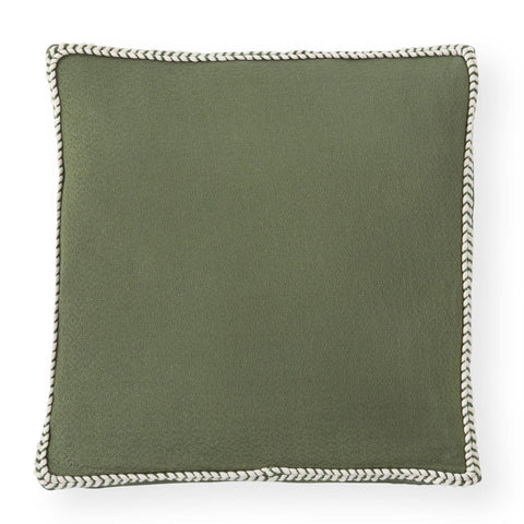 18 Inch Green Woven Cotton Square Pillow