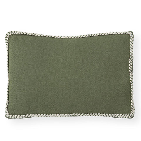 12 Inch Green Woven Cotton Lumbar Pillow