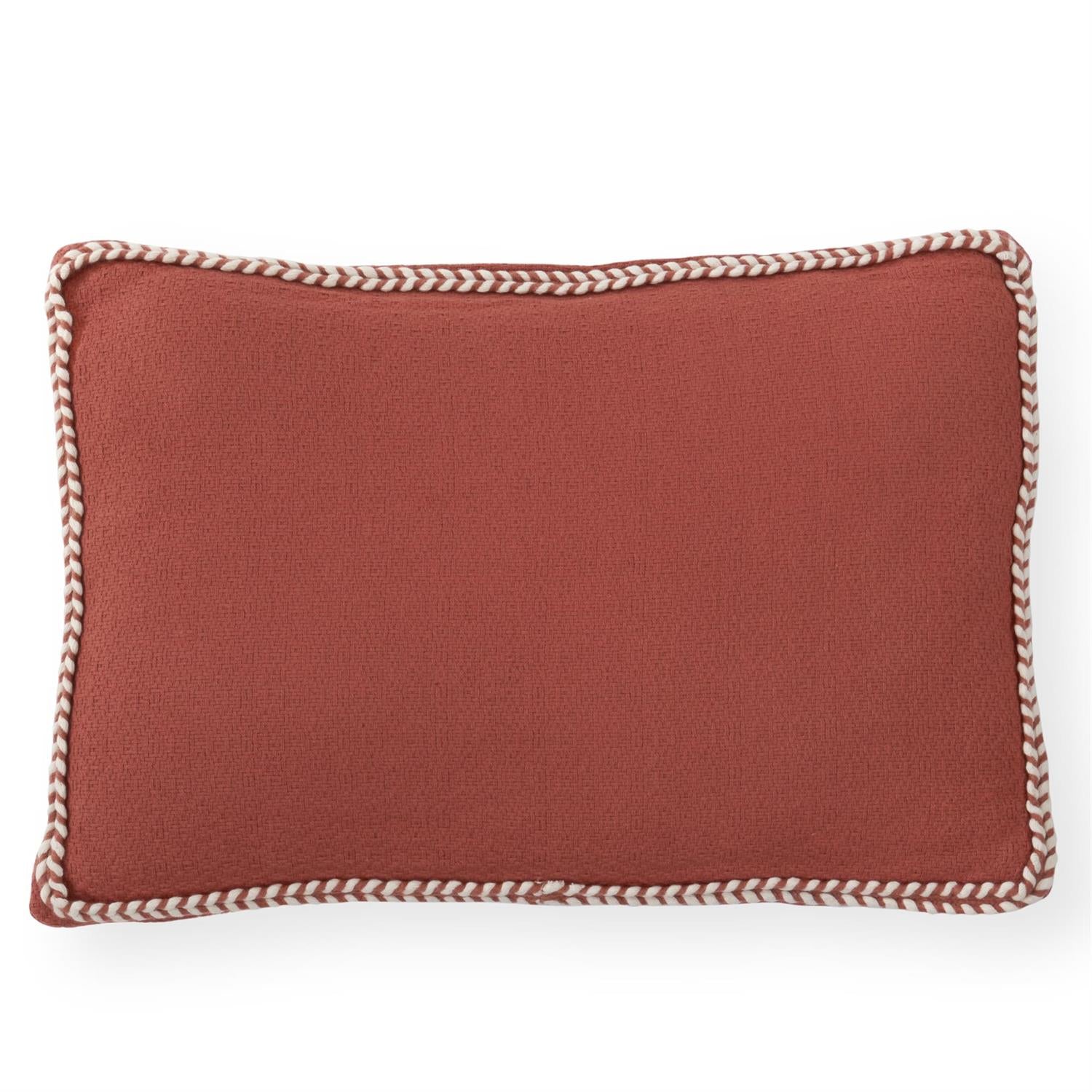 12 Inch Rust Woven Cotton Lumbar Pillow