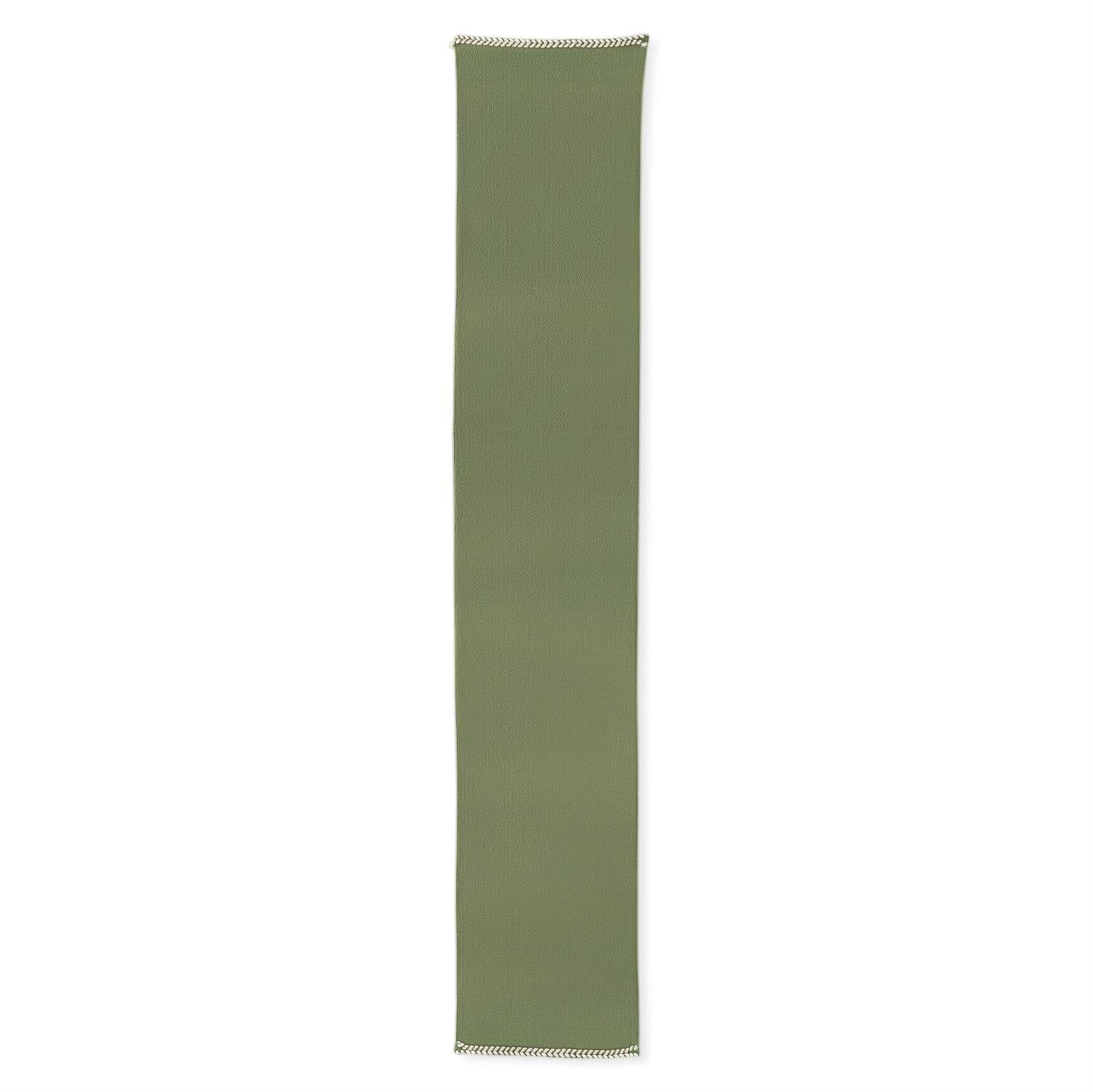 72 Inch Green Woven Cotton Table Runner