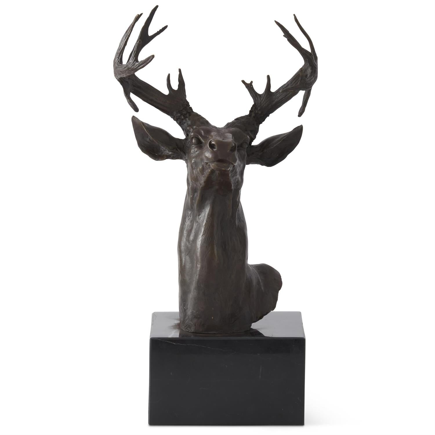 20 Inch Bronze Deer Bust Sculpture