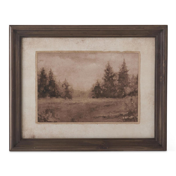 Set Of 4 19.75 Inch Dark Fir Wood Framed Naturescape Prints (4 Styles)