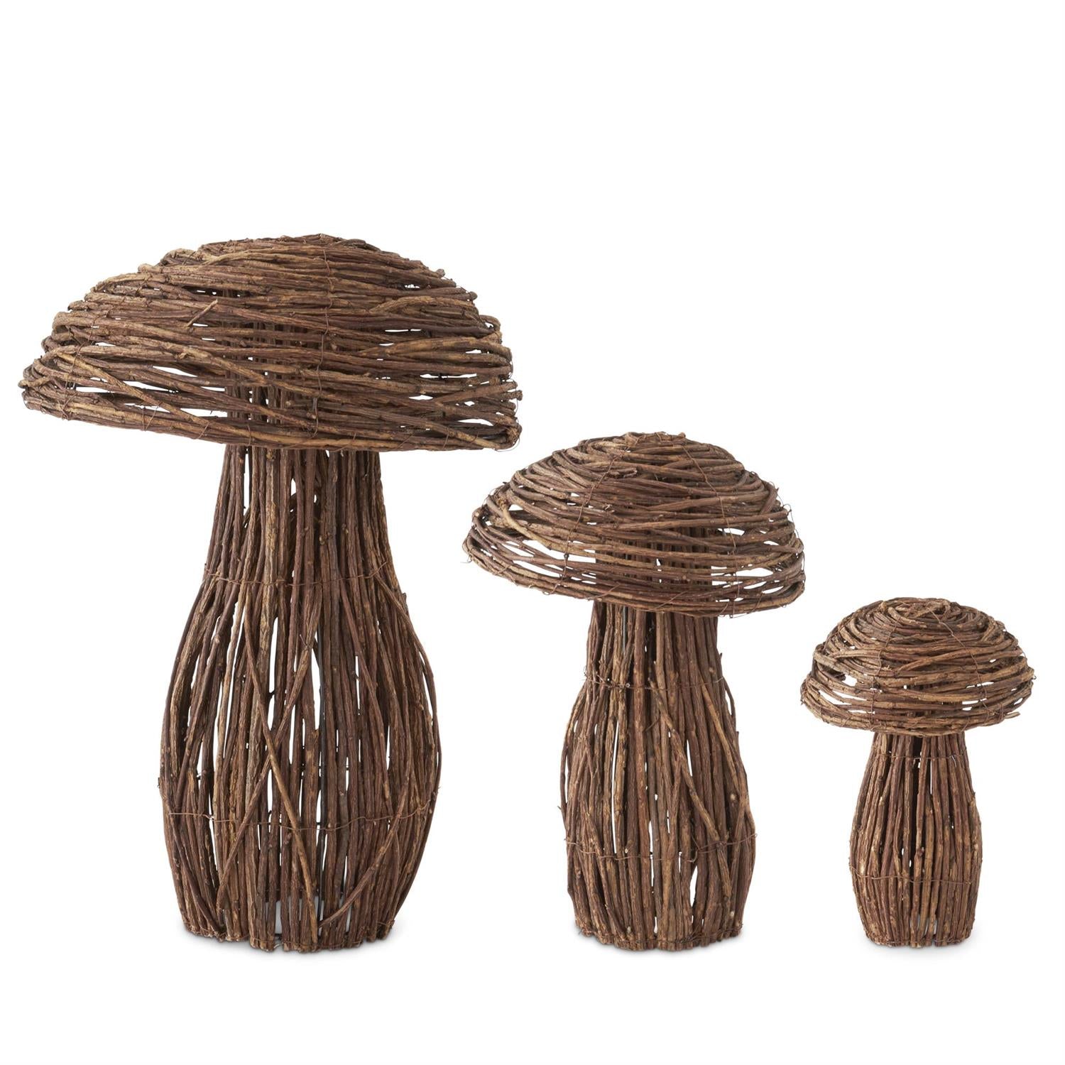 Set of 3 Woven Vine Mushrooms