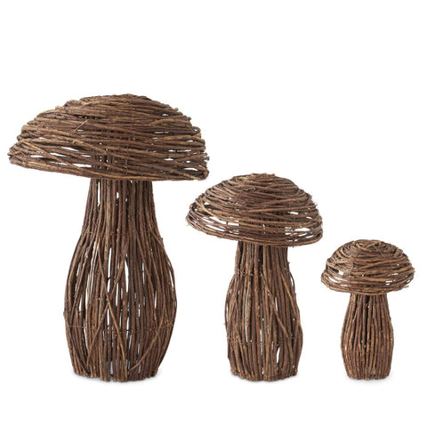Set of 3 Woven Vine Mushrooms