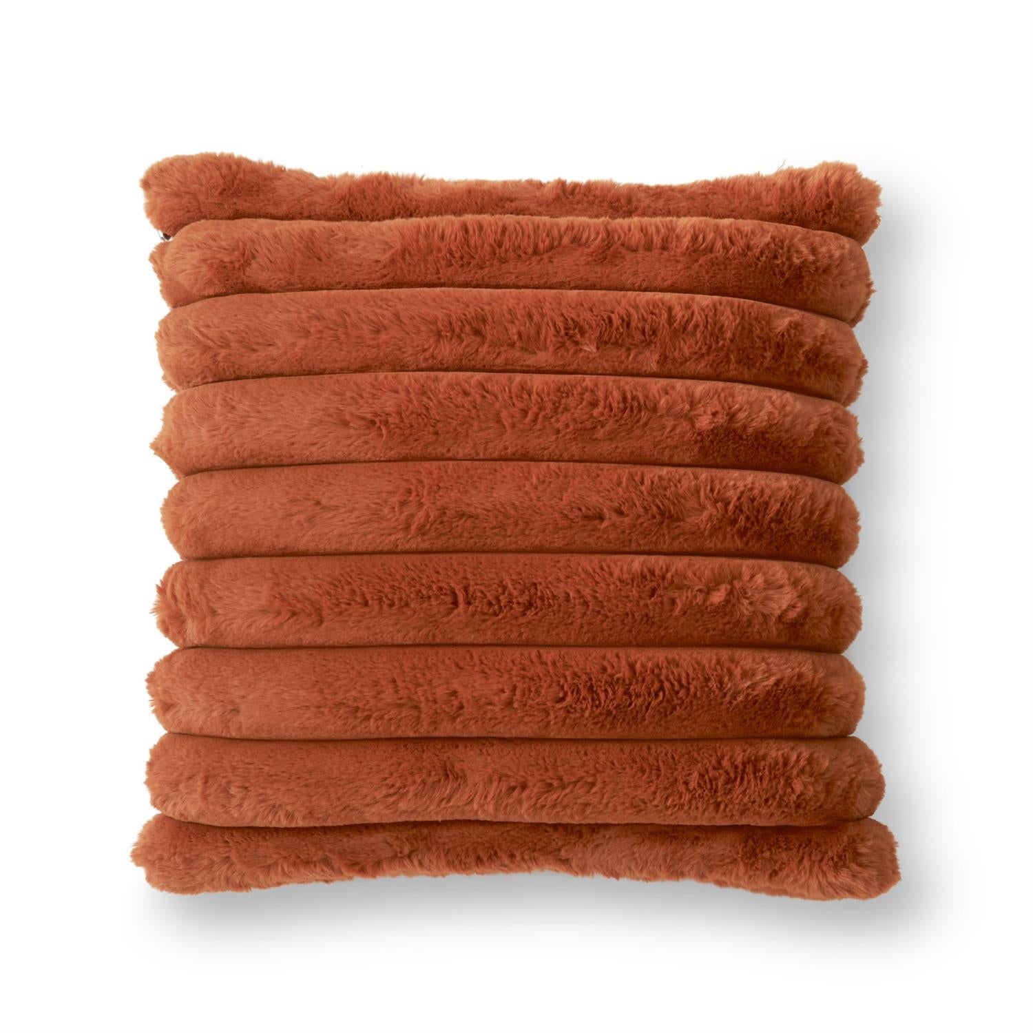 18 Inch Rust Orange Vegan Fur Pillow