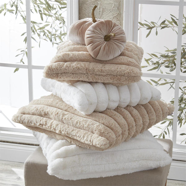 18 Inch Tan Vegan Fur Pillow