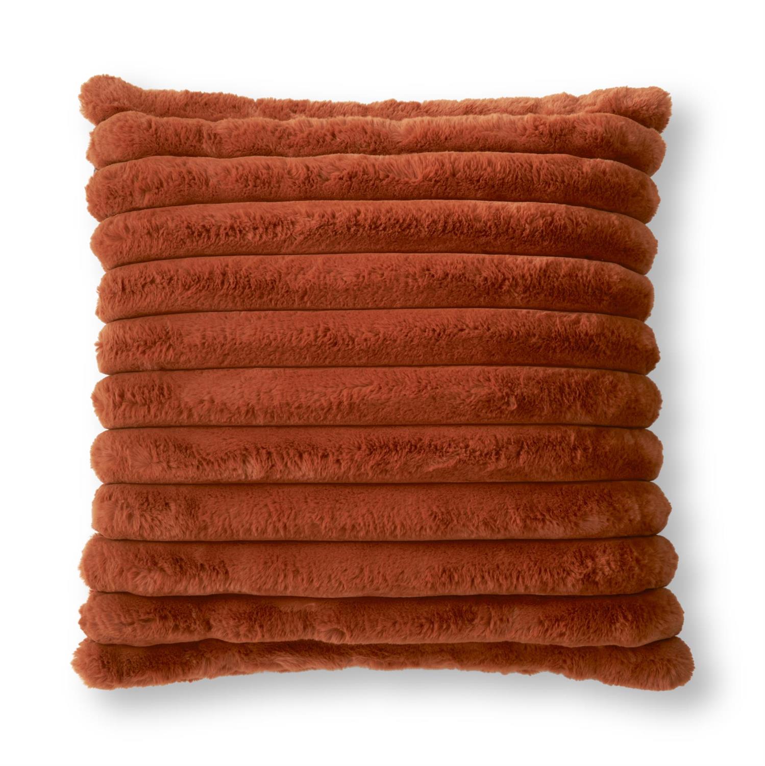 24 Inch Rust Orange Vegan Fur Pillow