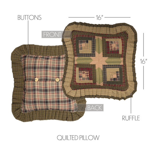 Tea Cabin Patchwork Log Cabin Ruffle Throw Pillow 16x16