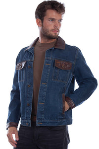 Scully Men's Denim Leather Trim Jacket