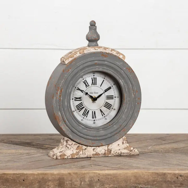 Weathered Metal Tabletop Clock