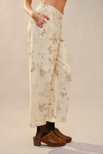 36942P - Western Motif Wide Leg Pants