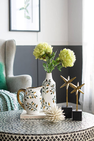 8x5.5x8.5" Luxe Leaf-Decorated Ceramic Pitcher
