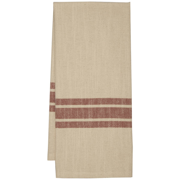 Market Place Red Grain Sack Stripe Tea Towel 28Lx19W