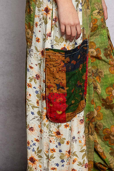 Boho Exaggerated Pocket Vintage Print Jogger Fit Overalls