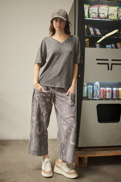 36942P - Western Motif Wide Leg Pants