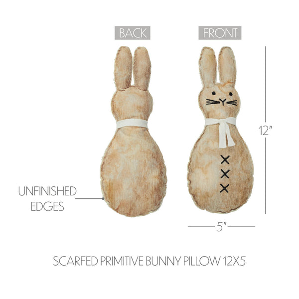 Spring In Bloom Scarfed Primitive Bunny Pillow 12x5