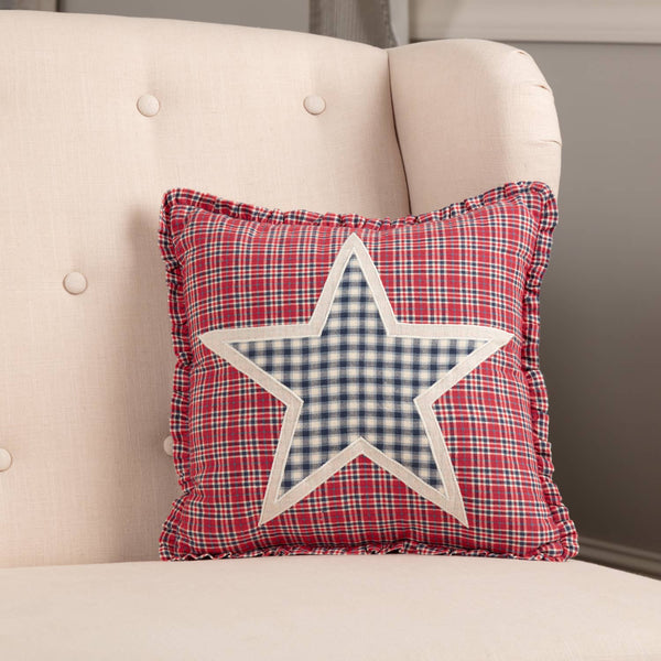 Red White Blue Applique Star Throw Pillow 12x12 (Hatteras)