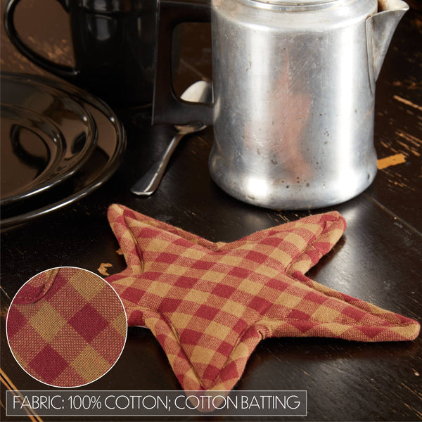 Burgundy Star Trivet 10in Primitive Farmhouse Kitchen