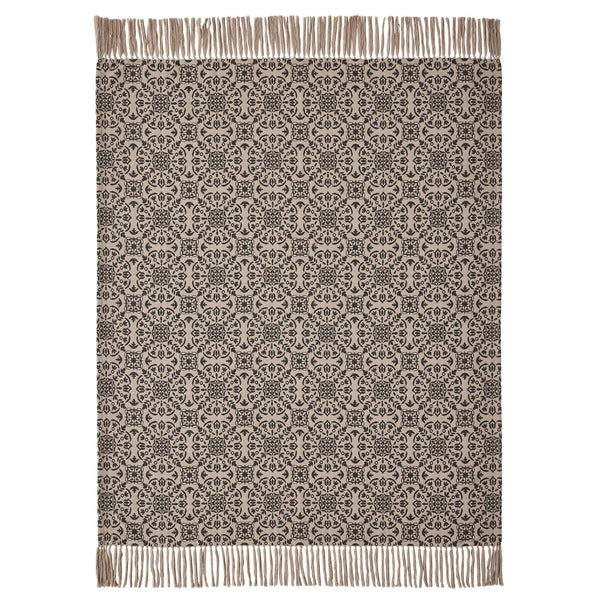 Custom House Black Tan Jacquard Woven Throw Blanket 50x60