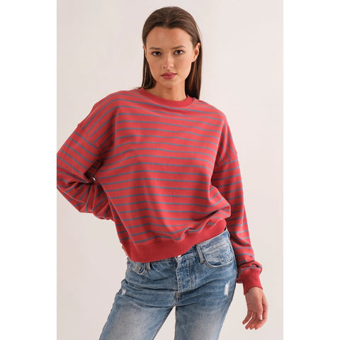 Striped Sweatshirt Red/Grey Stripe