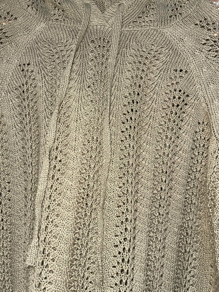 Tribal 3/4 Sleeve Hooded Sweater~ Fern
