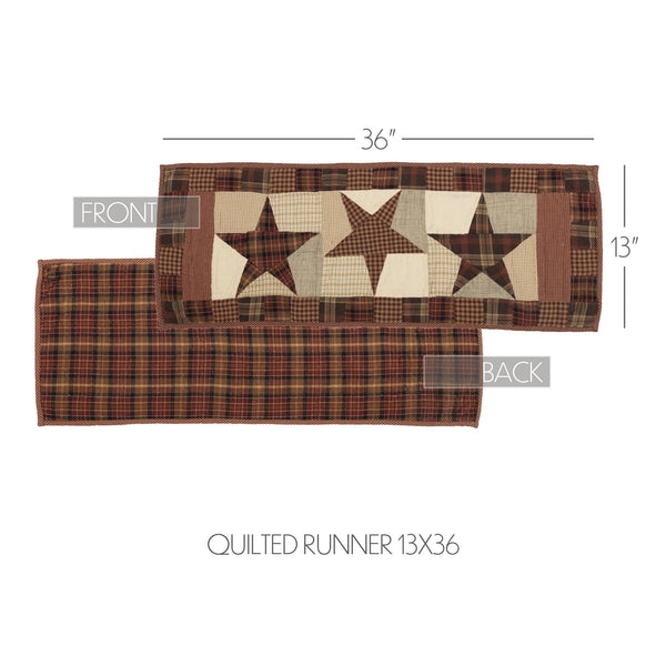 Abilene Star Quilted Table Runner 13x36