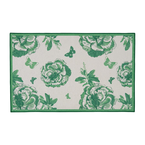 Florals & Flitters Washable Rug 24"x38"- Green