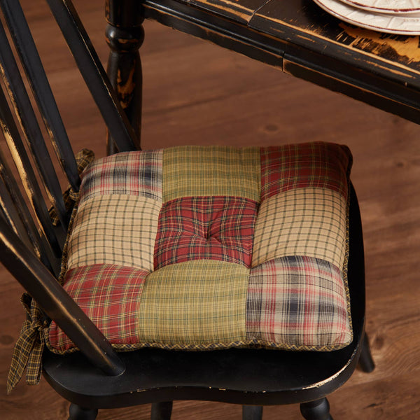 Tea Cabin Patchwork Chair Pad - Green & Red Lodge Plaid