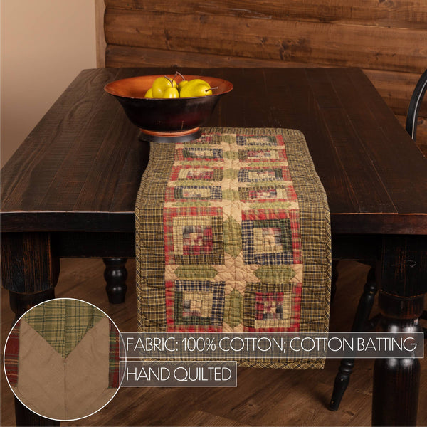 Tea Cabin Patchwork Log Cabin Quilted Table Runner 13x36