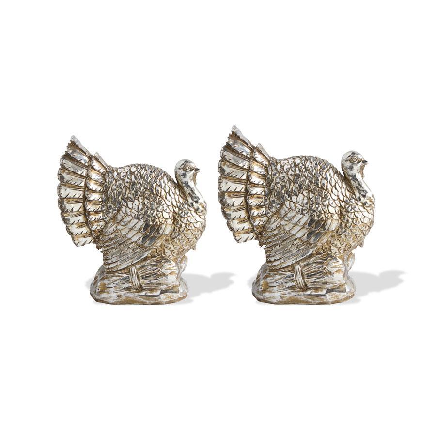 Set of 2 Silver Plated 2 Sided Turkeys