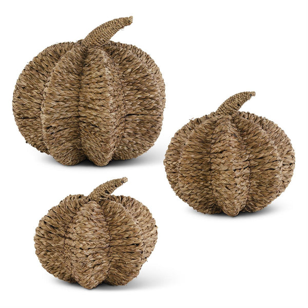 Set of 3 Brown Papyrus Reed Pumpkins