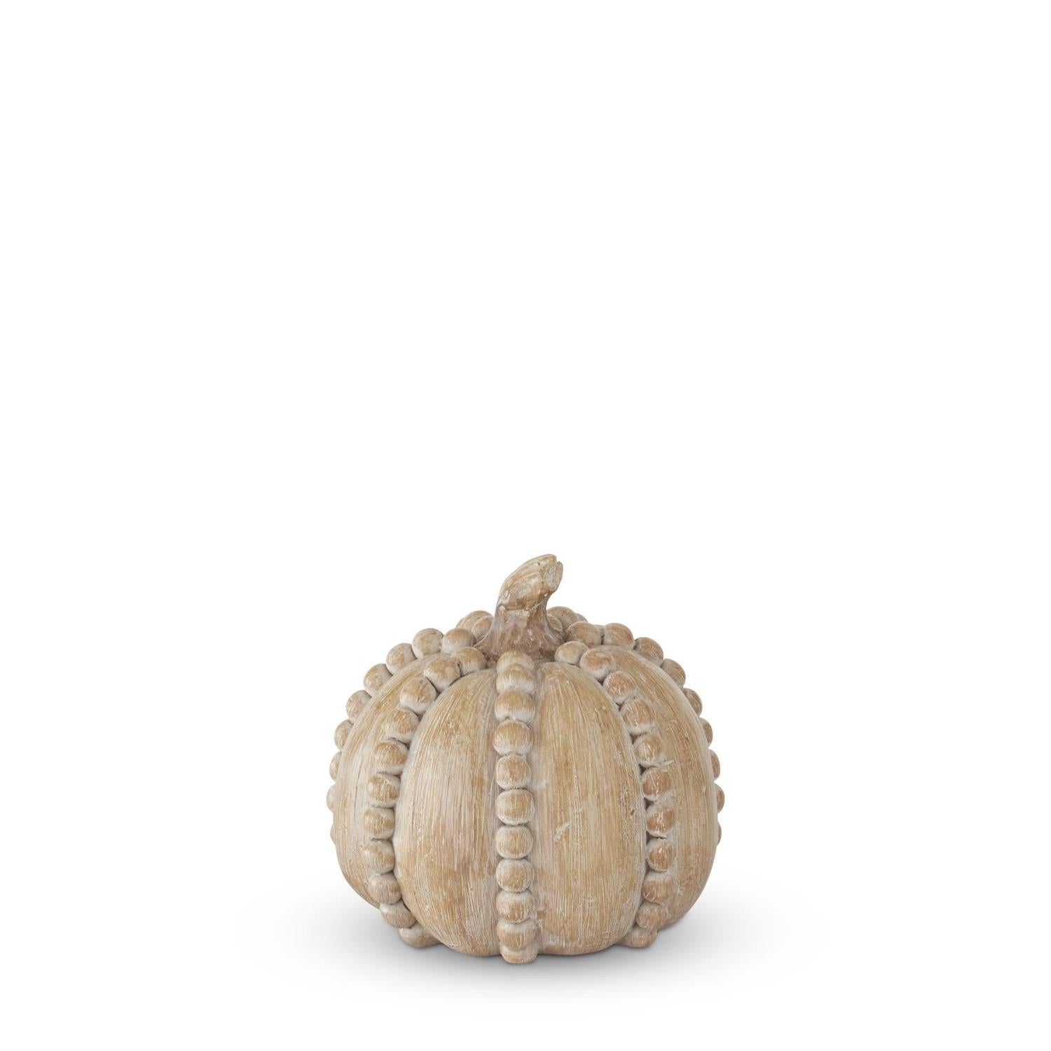 4 Inch Resin Faux Wood Bead Trim Pumpkin