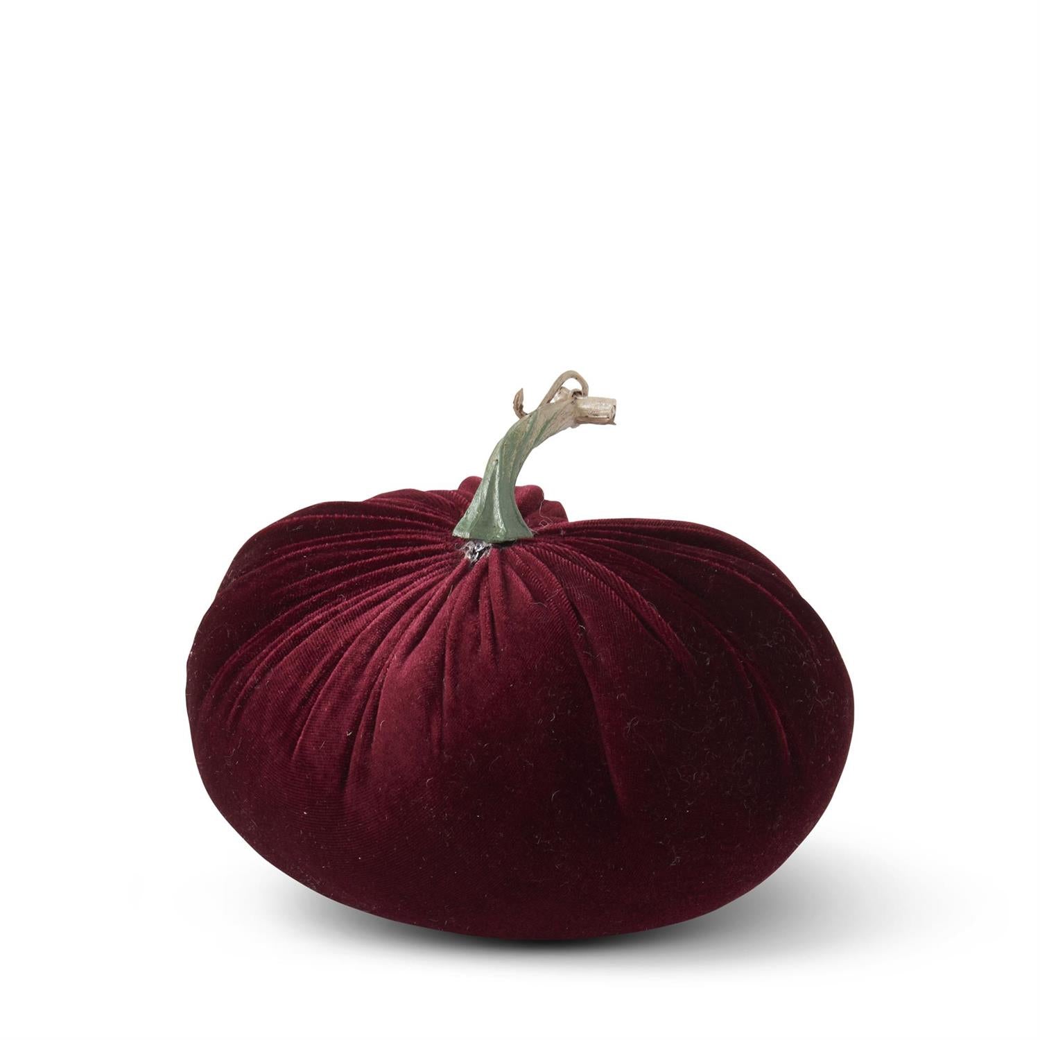 6 Inch Burgundy Velvet Stuffed Pumpkin