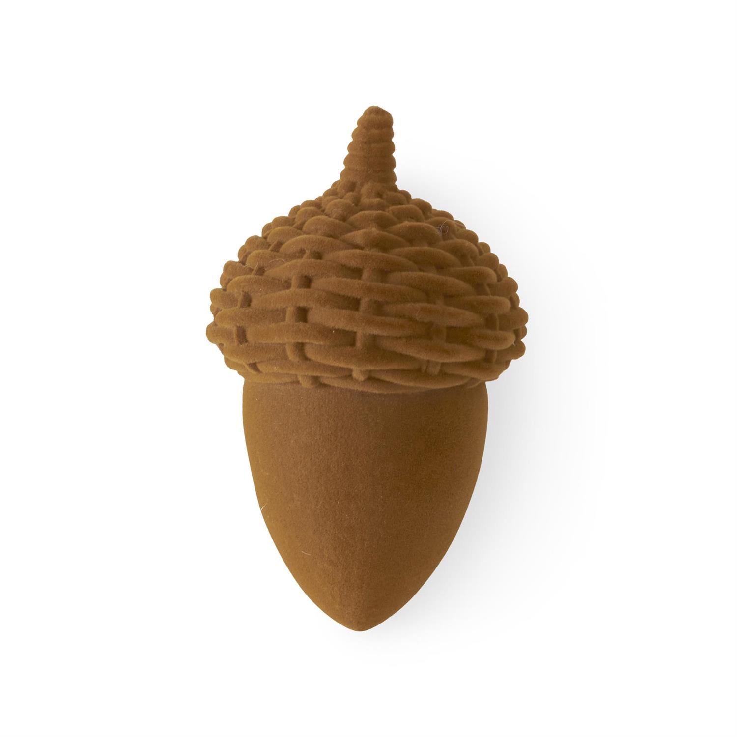 5 Inch Brown Velvet Flocked Faux Rattan Resin Acorn