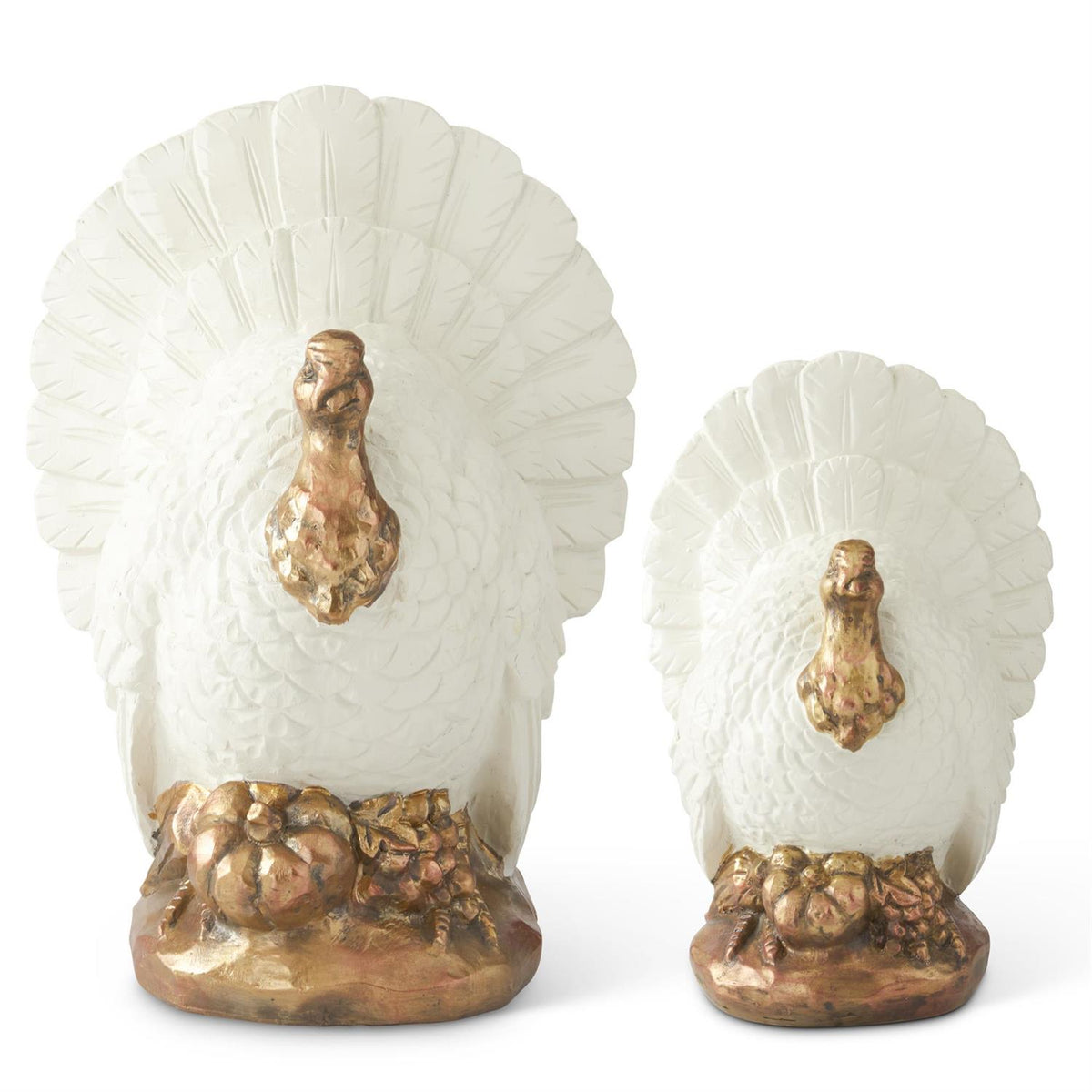 Set of 2 Cream & Copper Resin Turkeys – Montana Rustic Accents