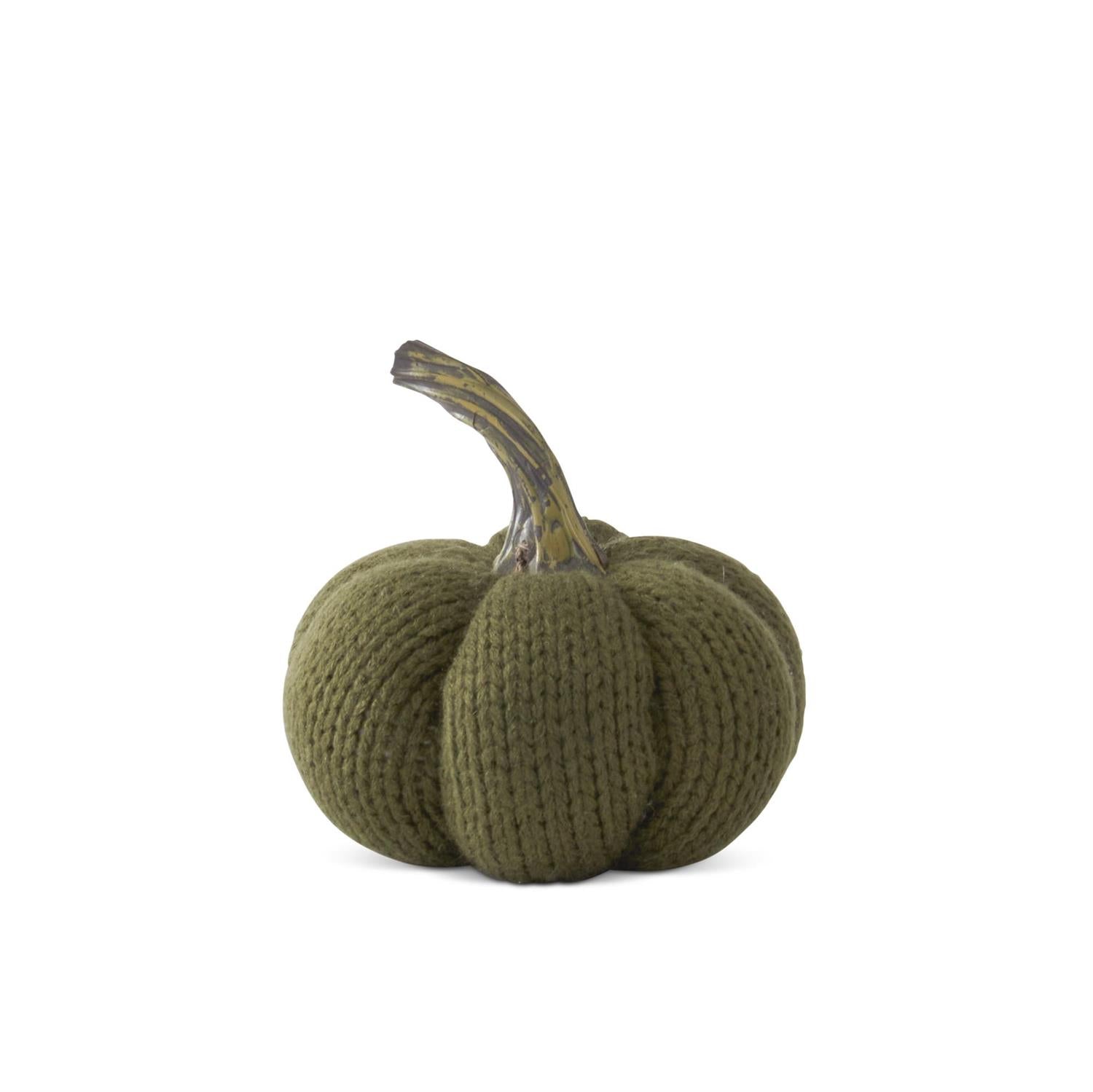 3.75 Inch Dark Green Knit Plush Pumpkin