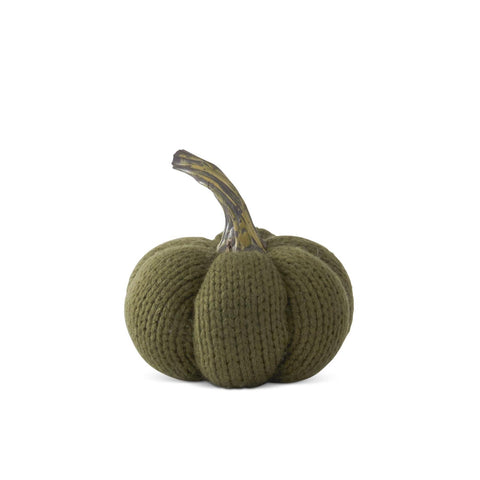 3.75 Inch Dark Green Knit Plush Pumpkin