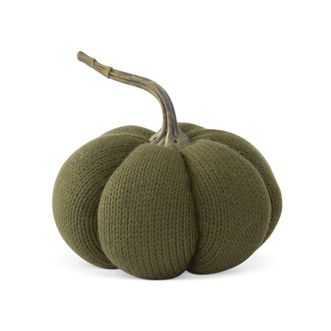 6.25 Inch Dark Green Knit Plush Pumpkin