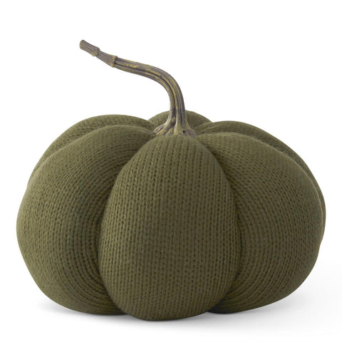 7.75 Inch Dark Green Knit Plush Pumpkin