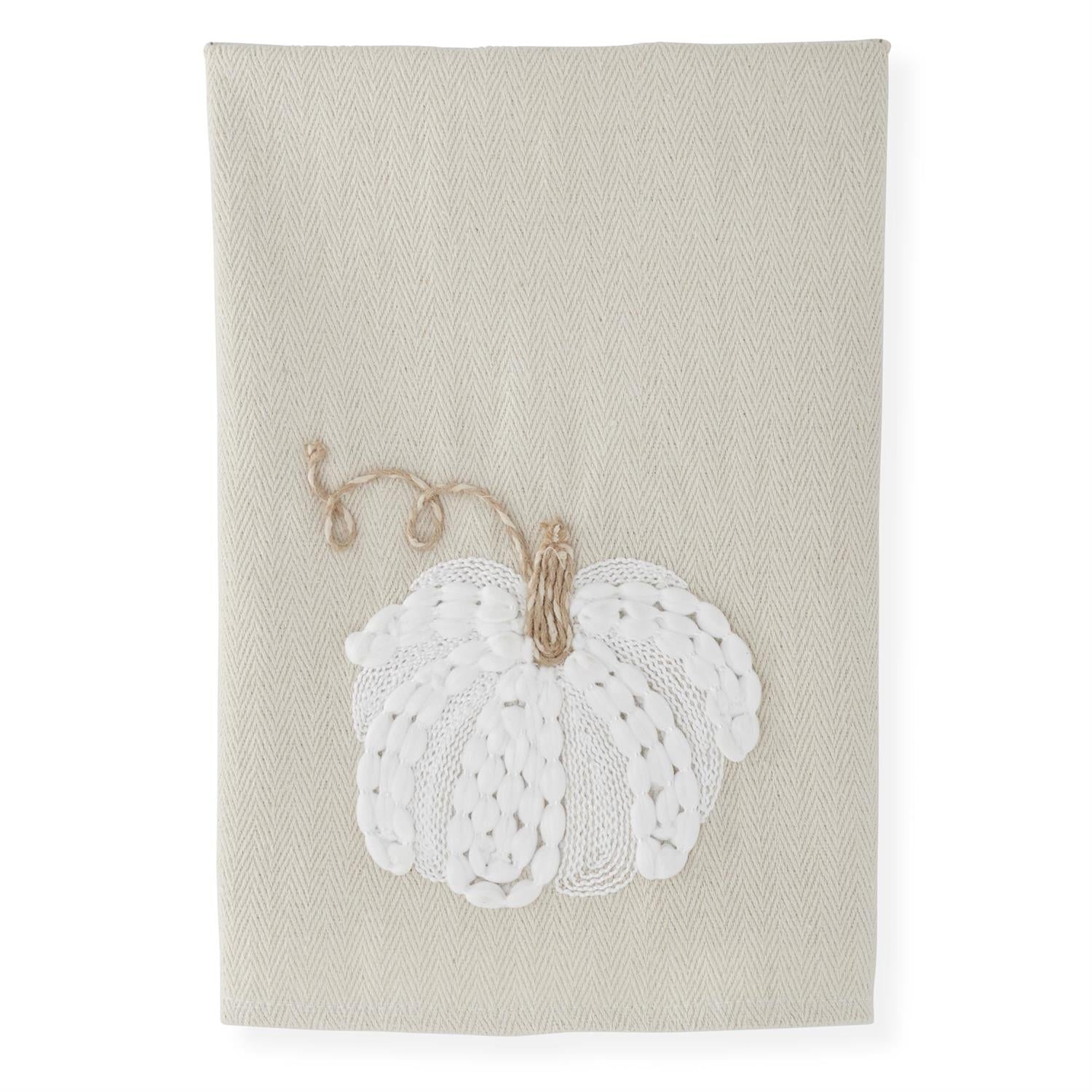 28 Inch Cream & White Embroidered Pumpkin Handtowel