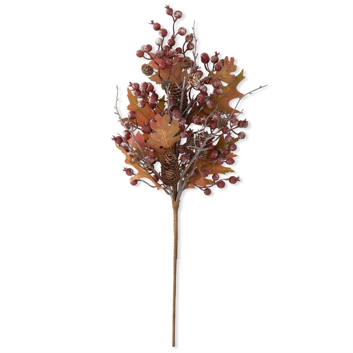 24 Inch Rosehip Twig & Pinecone Stem