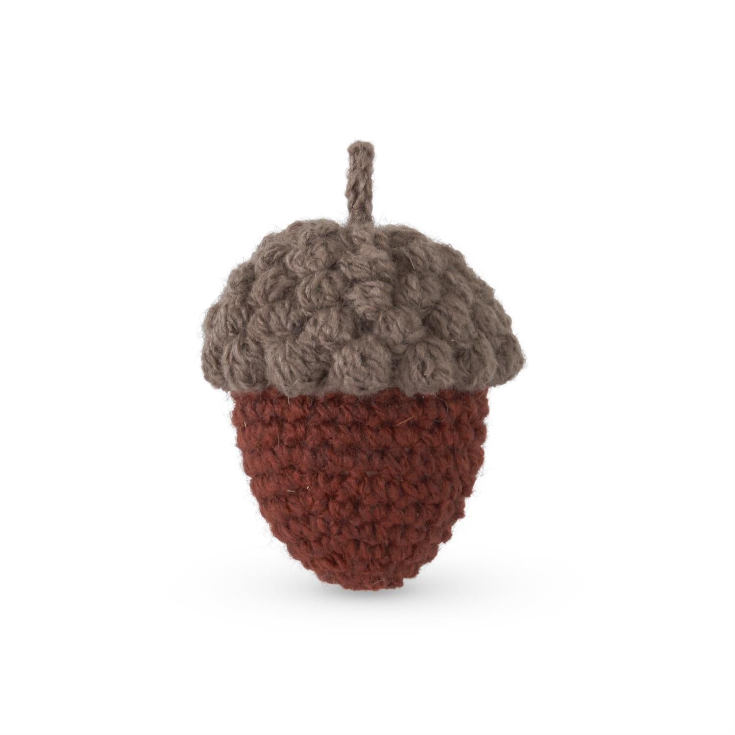 3.5 Inch Handcrafted Rust & Tan Knit Acorn